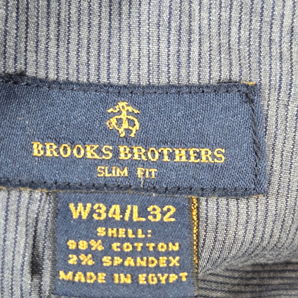 Brooks Brothers Mens 34x32 Navy Blue Slim Fit Stretch 5-Pocket Chino Pants - Picture 7 of 7